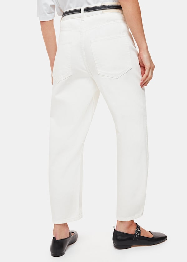 White Petite Authentic Barrel Leg Jean