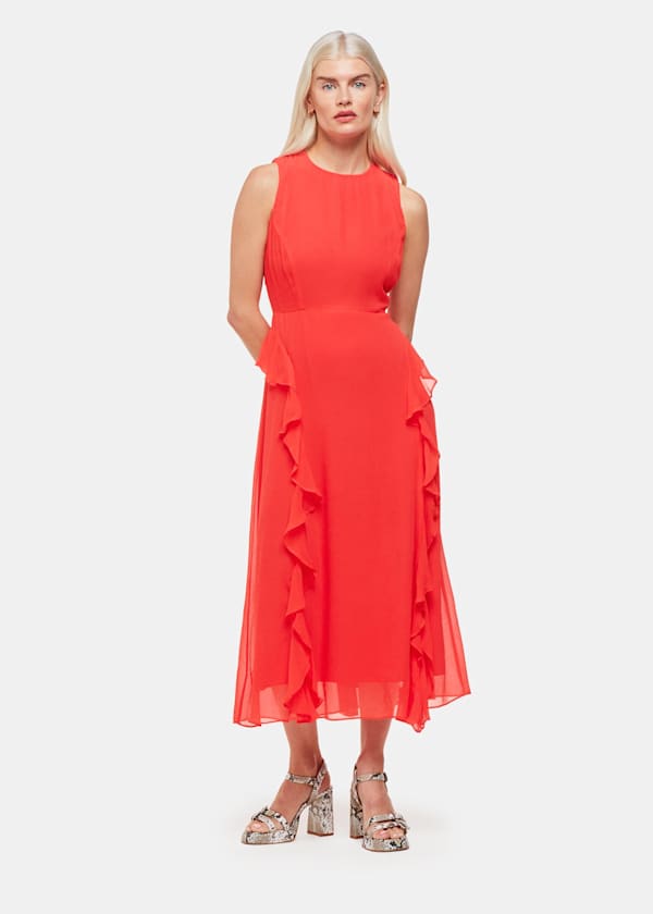 Red Petite Nellie Frill Detail Midi Dress
