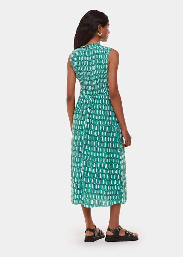 Green Petite Linked Smudge Heidi Dress