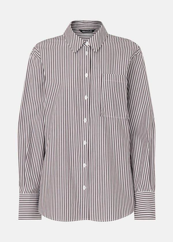 Black Petite Stripe Relaxed Fit Shirt