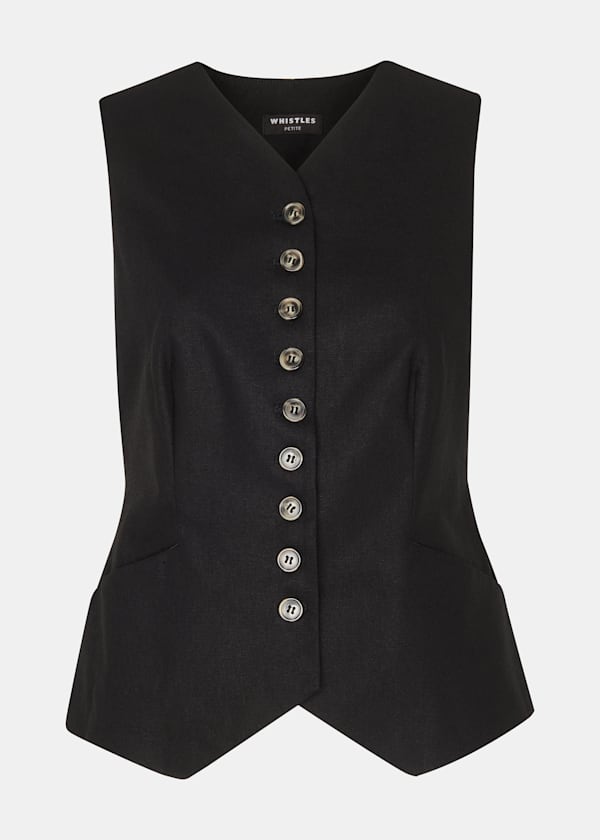 Black Petite Lindsey Linen Blend Waistcoat