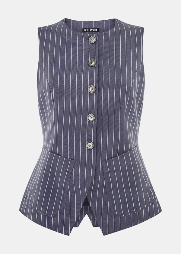 Navy Petite Lottie Pinstripe Waistcoat