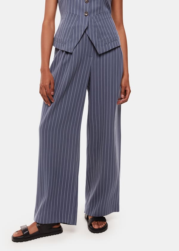 Navy Petite Lottie Pinstripe Trouser
