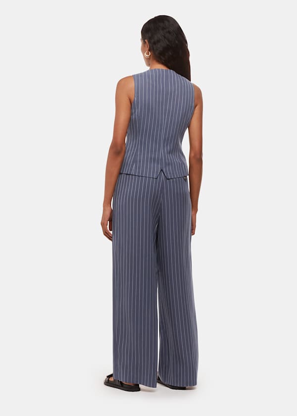 Navy Petite Lottie Pinstripe Trouser