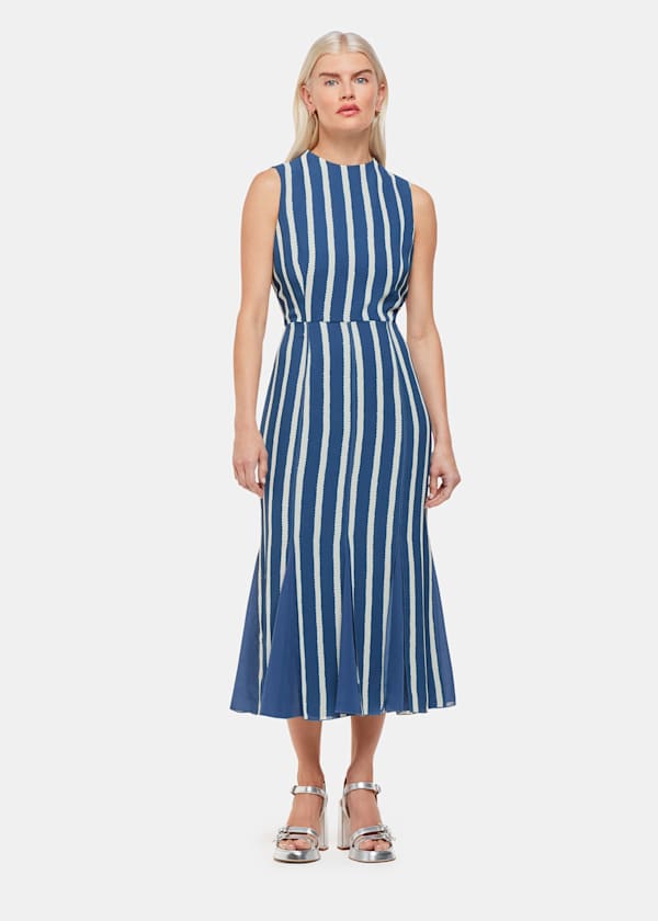 Petite Eliza Stripe Print Midi Dress