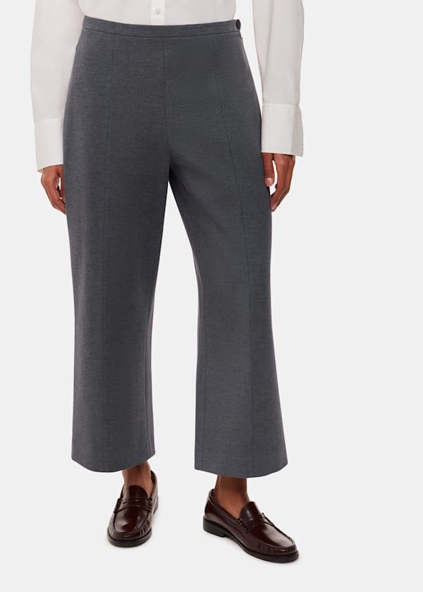 Grey Marl Petite Camilla Wide Leg Trouser