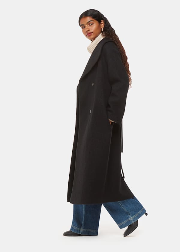 Black Petite Morgan Funnel Neck Coat