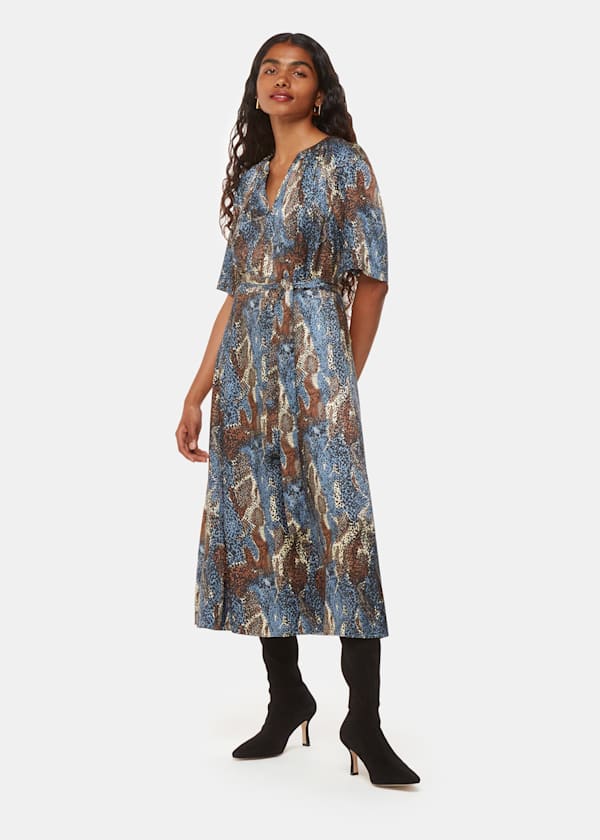 Black Petite Marlow Dashed Snake Dress