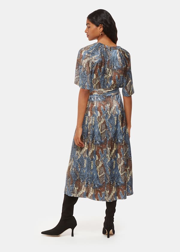 Black Petite Marlow Dashed Snake Dress