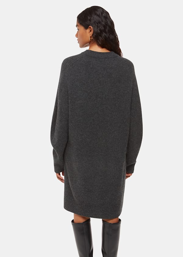 Grey Petite Ava Round Neck Knitted Dress