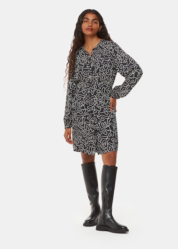 Black Petite Chain Print Flippy Dress