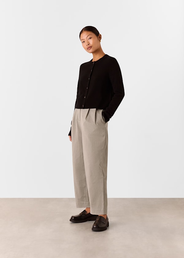 Taupe Petite Bethany Barrel Leg Trouser
