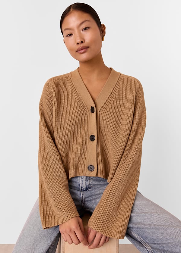 Camel Petite Nala Cotton Cardigan