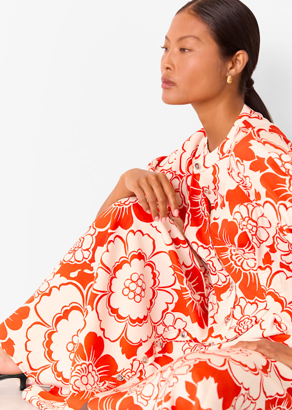 Red Petite Bloom Floral Midi Dress