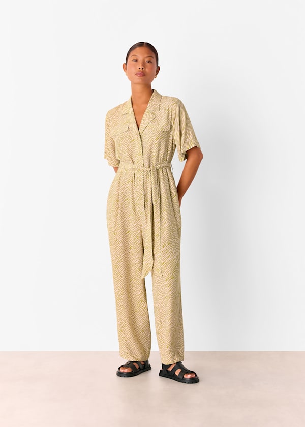 Green Petite Kelly Tiger Flame Jumpsuit