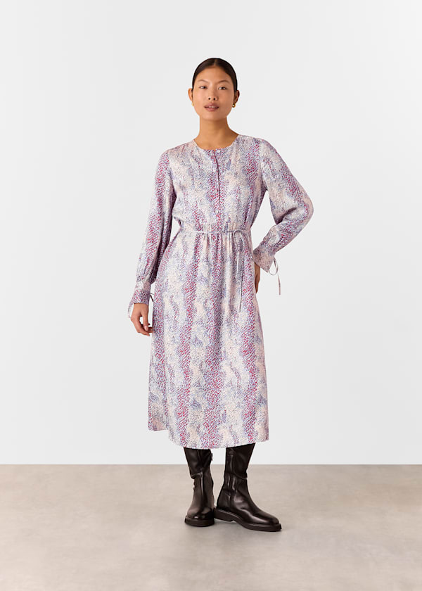 Multicolour Petite Mottled Snake Print Midi Dress