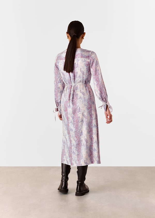 Multicolour Petite Mottled Snake Print Midi Dress