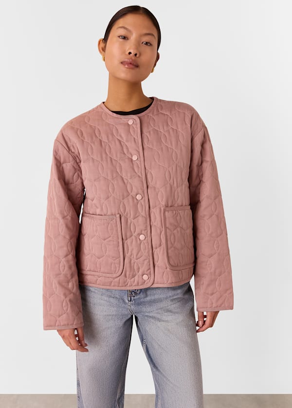 Dusty Pink Petite Maya Cotton Quilted Jacket