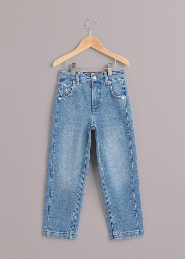 Light Wash Stretch Barrel Leg Jean
