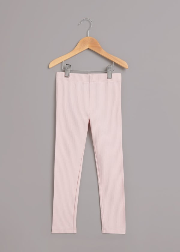 Pink Ribbed Leggings
