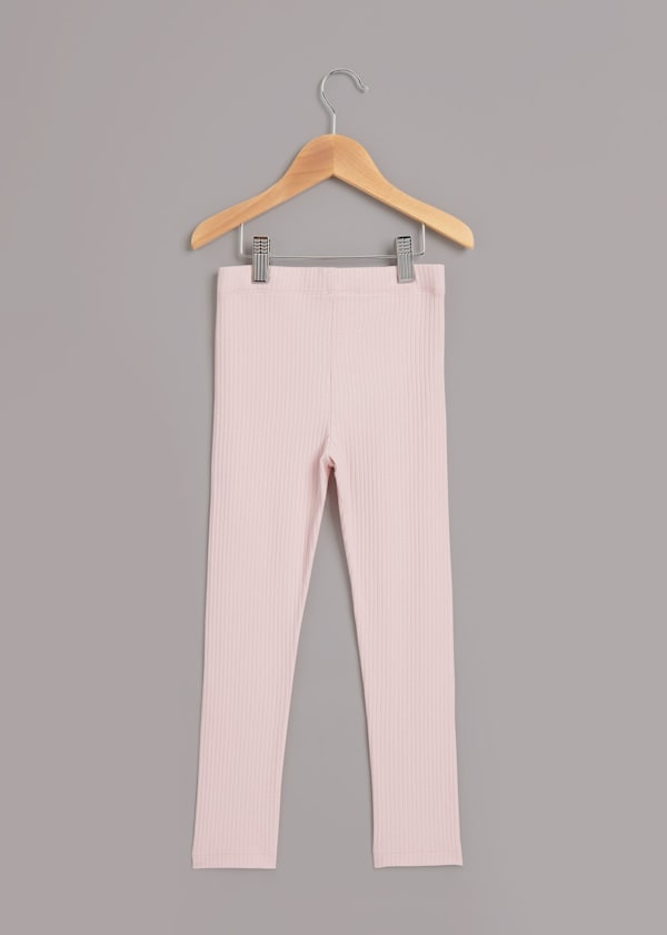 Pink Ribbed Leggings