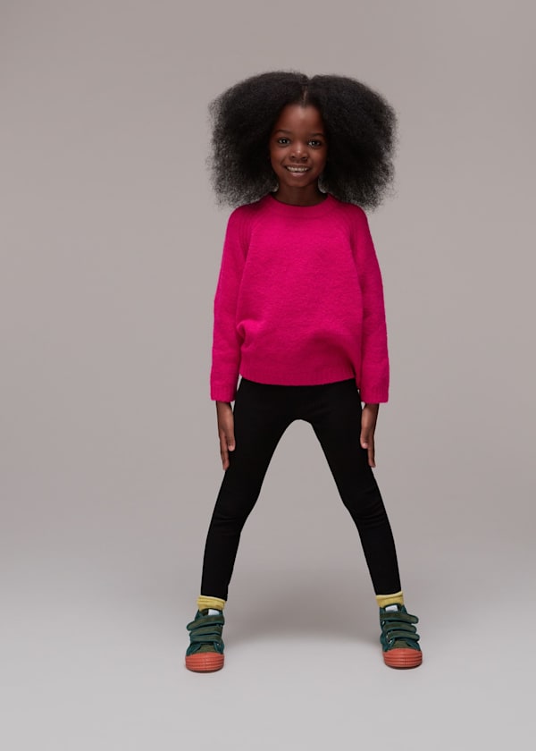 Pink Textured Crew Neck Sweater