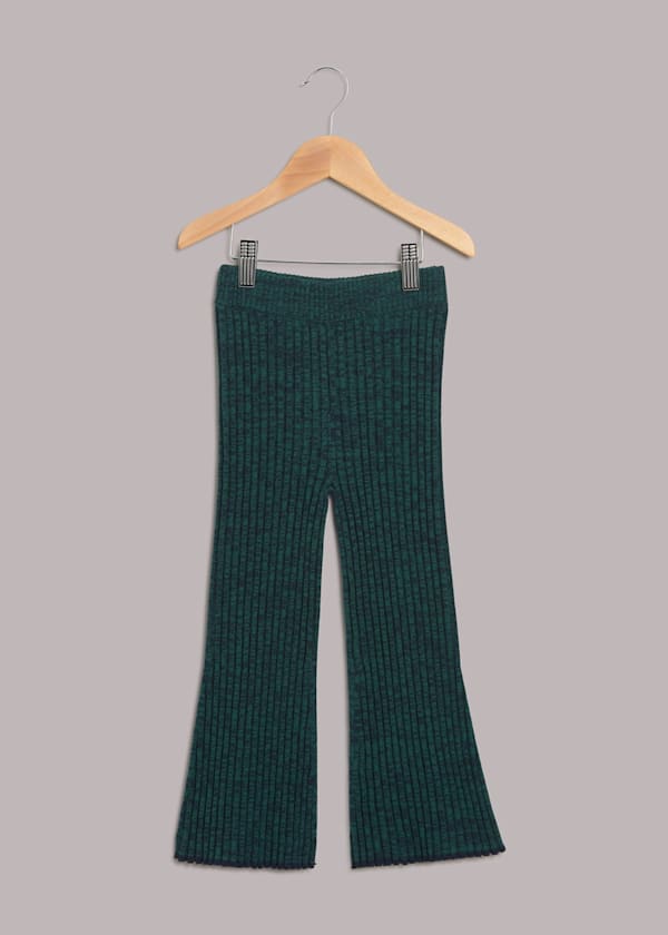 Green Rib Knit Marl Flare