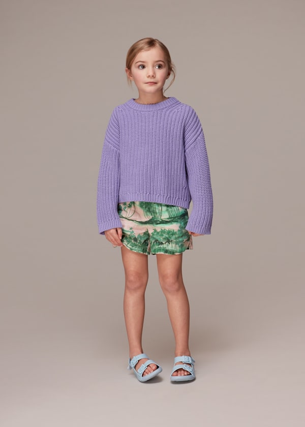 Purple Chunky Cotton Rib Sweater