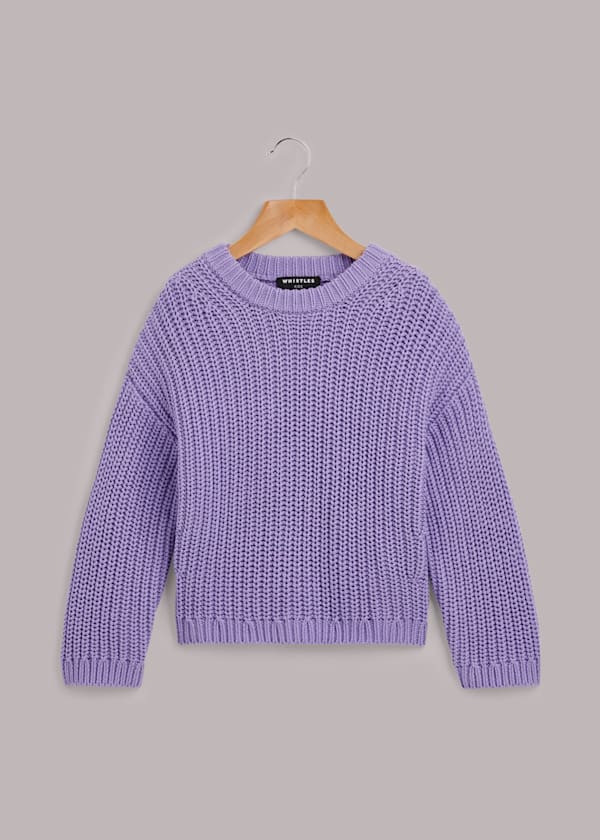 Purple Chunky Cotton Rib Sweater