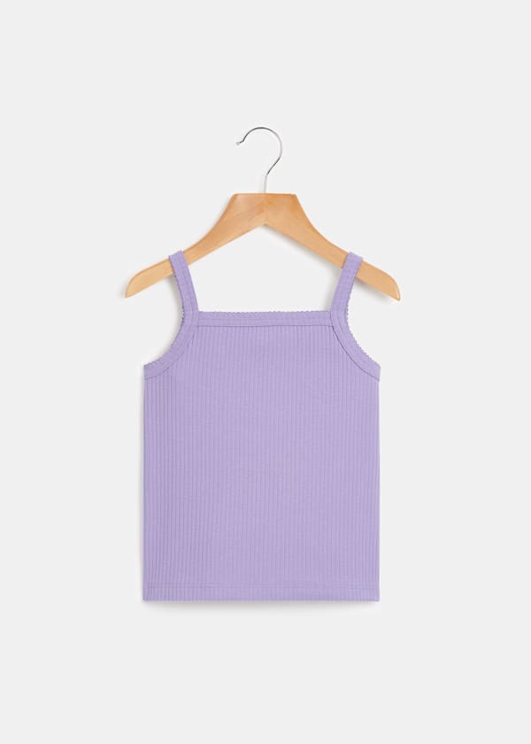 Purple Strappy Ribbed Top