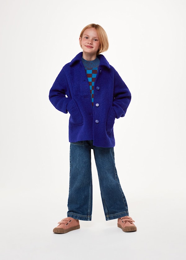 Blue Daisy Boucle Coat