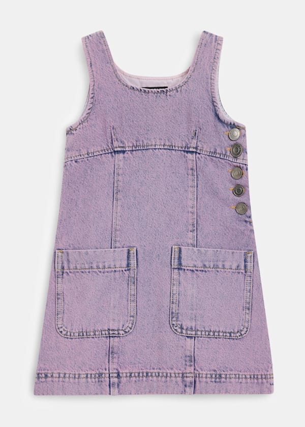 Lilac Acid Wash Pinafore Dress