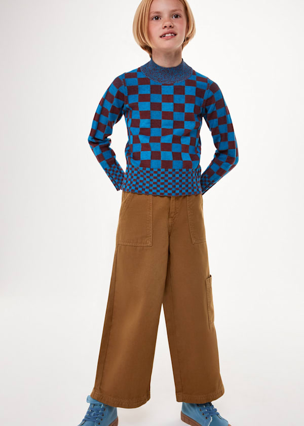Beige Wide Leg Cargo Trouser