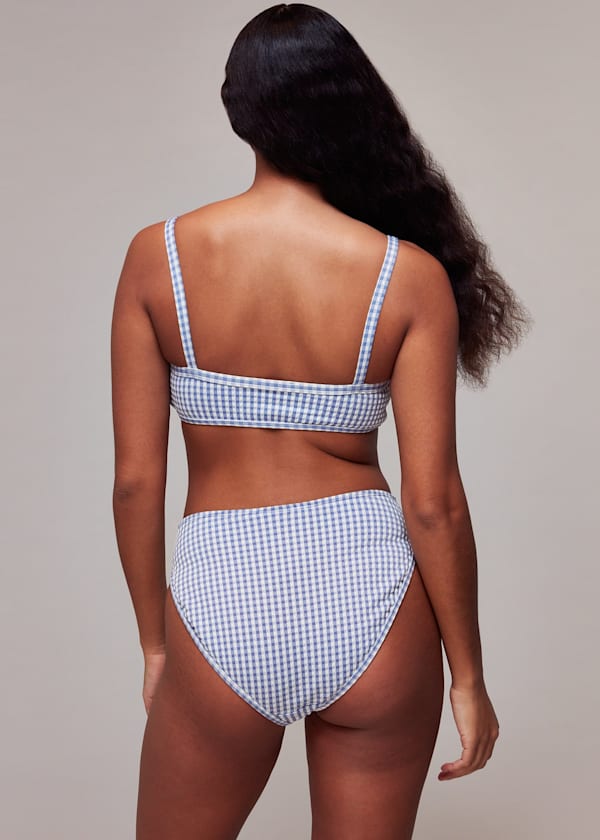 Blue Gingham Texture Bikini Bottom