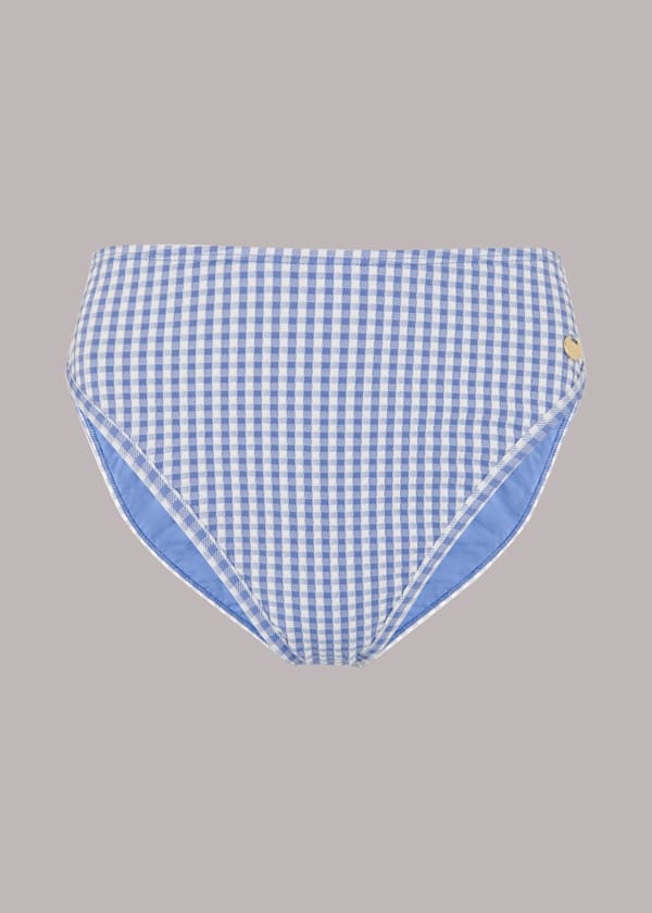 Blue Gingham Texture Bikini Bottom