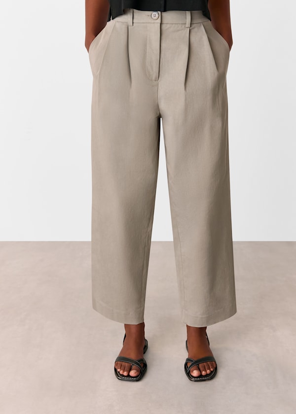 Taupe Bethany Barrel Leg Trouser
