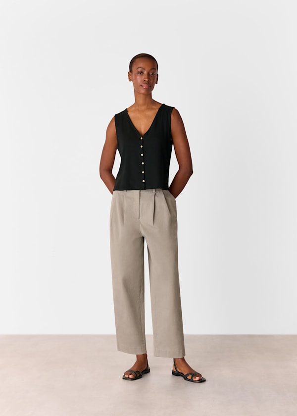 Taupe Bethany Barrel Leg Trouser