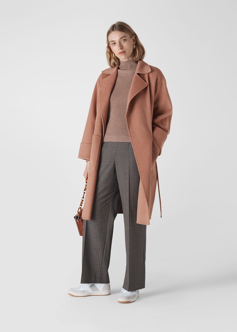 Pale Pink Double Faced Wool Wrap Coat WHISTLES Whistles ROW