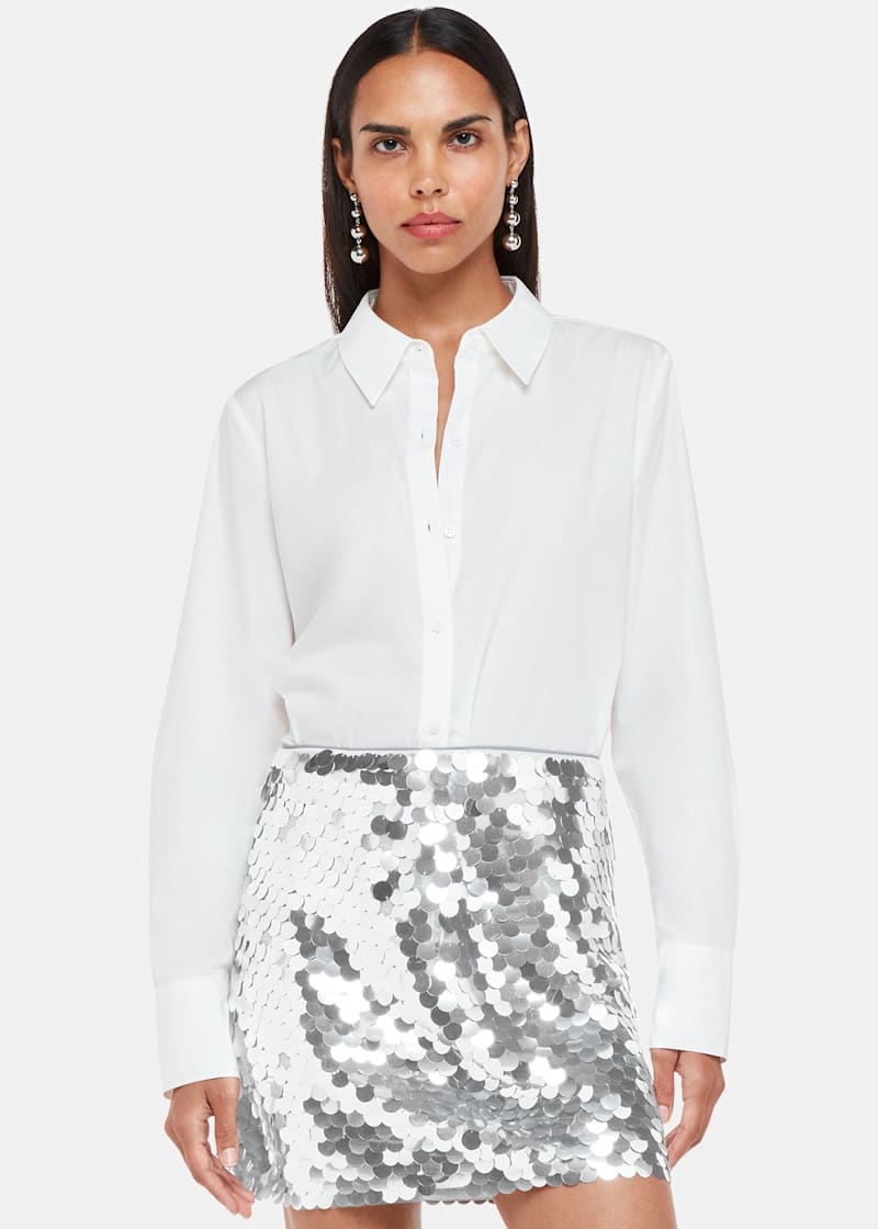 Silver Sequin A-Line Mini Skirt With Zip | Whistles | Whistles UK